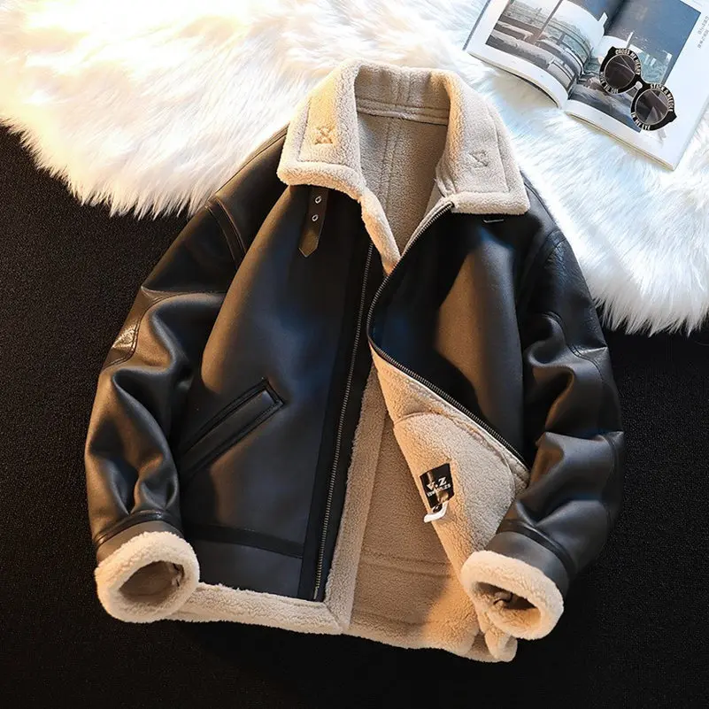 2023 Nový kožušina Single Artificial Fur Solid Bunda Male Male Outerwear Faux Kožušina kožušinové zipsové bundy kožené oblečenie Coats C76