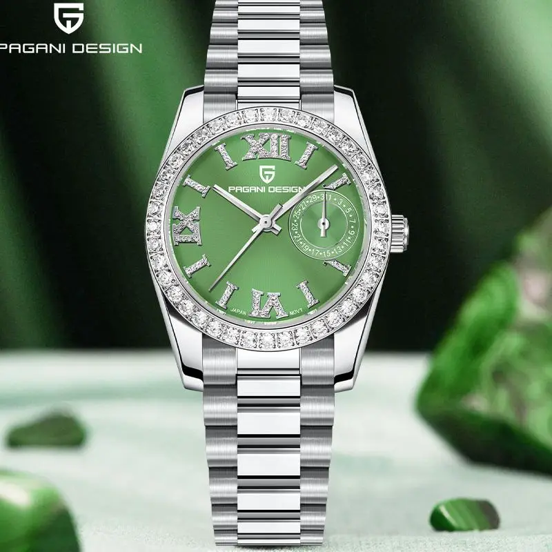 2023 NOVÝ LUXURY Pagani Design Trendy Dámsky diamant 32 mm Quartz Watches Sapphire Glass Business Darček Dáme Dámske hodinky