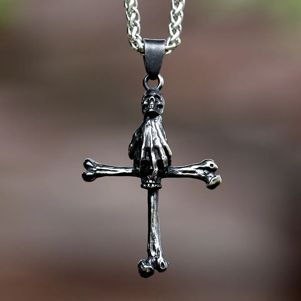 2023 Nový Trendy 316L z nehrdzavejúcej ocele Gothic Death Cross Style Leck Hlava Pre mužov pre mužov
