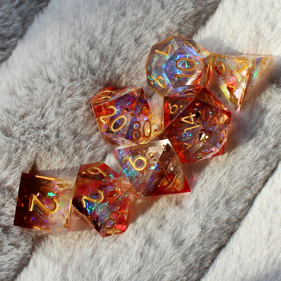 2023 Resin DICE 7ks DND Set Solid Polyhedral D&D DICE DND pre rolu RPG ROL Pathfinder Board Game Dragon Scale Darče