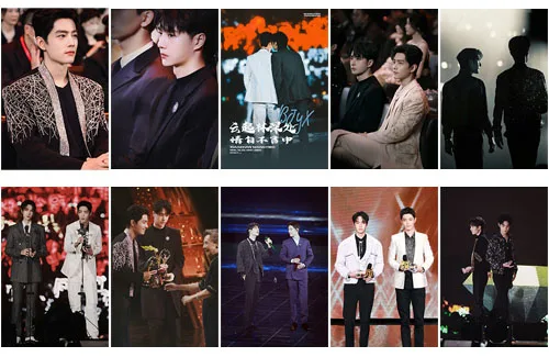 2023 rokov Weibo Night Wang Yibo Sean Xiao Zhan Bjyx Mini karta nálepky na karty Photo plagátu Paste nástenné nálepky