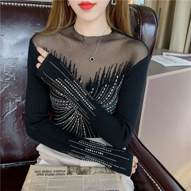2023 Sexy Dámsky sveter s dlhým rukávom Top Blusas oblečenie pre dám
