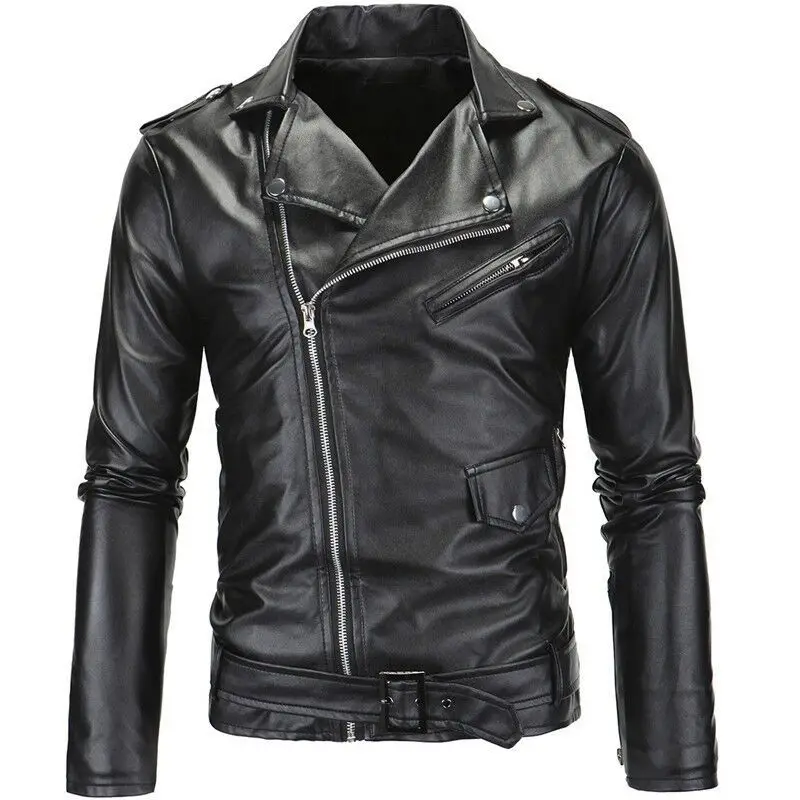 2023 Spring Autumn Plush New Leisure Fashion Men Kožený kabát chudý kabát Motocykel Muži nosia