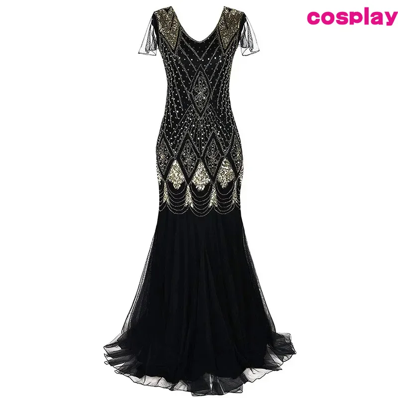 2023 Ženy 20. roky 20. storočia Great Gatsby Dress 20s Dlhé šaty s klapkovým šatám Vintage