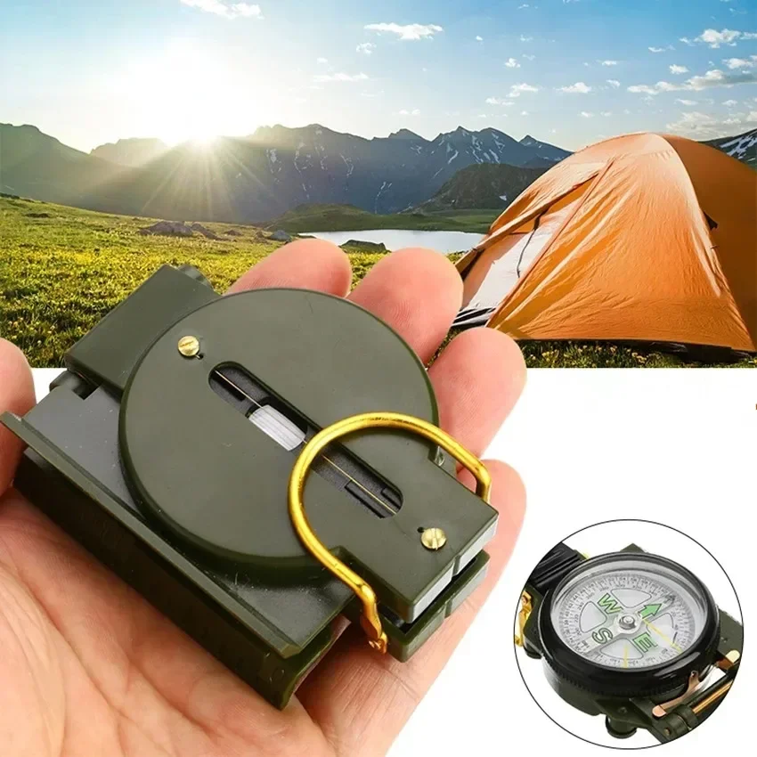 2023Newportable Compass Outdoor Camping Skladanie Compass Green Havár pre prežitie Trip Presnosť Navigation Expedition Tool