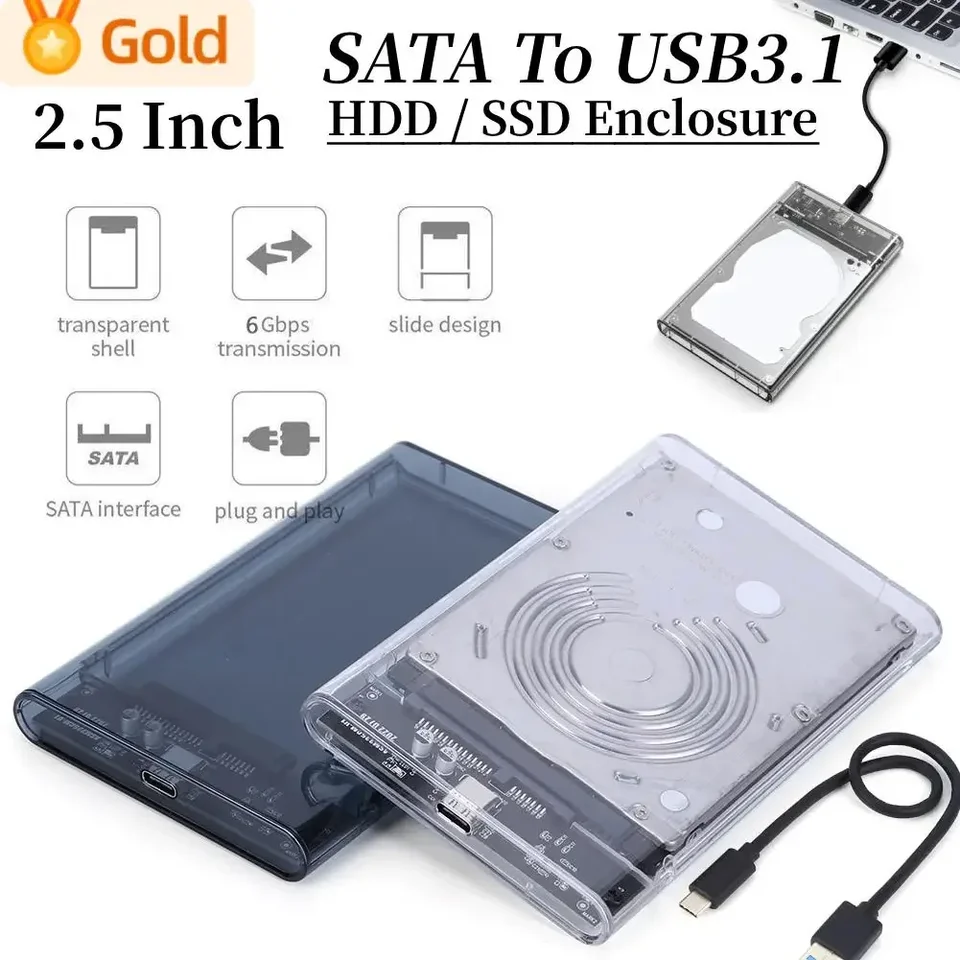 2024 2,5 palca Externé puzdro HDD SATA USB3.1 Kryt pevného disku 6 GBPS USB3.1 do puzdra na pevný disk SATA SSD SATA SSD TYPE-C SATA HDD