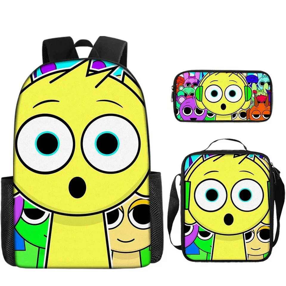 2024 3KS Sprunki Batoh Rhythm Box 3D tlačený batoh Crossbody Bag Cencil Case Tri kusy Detské narodeniny Darčeky