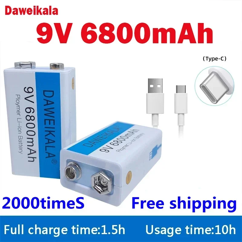 2024 9V 6800 mAh Li-Ion Nabíjateľná batéria micro USB batérie 9 V lítium pre multimetrové mikrofónové hračky diaľkové ovládanie KTV Používajte