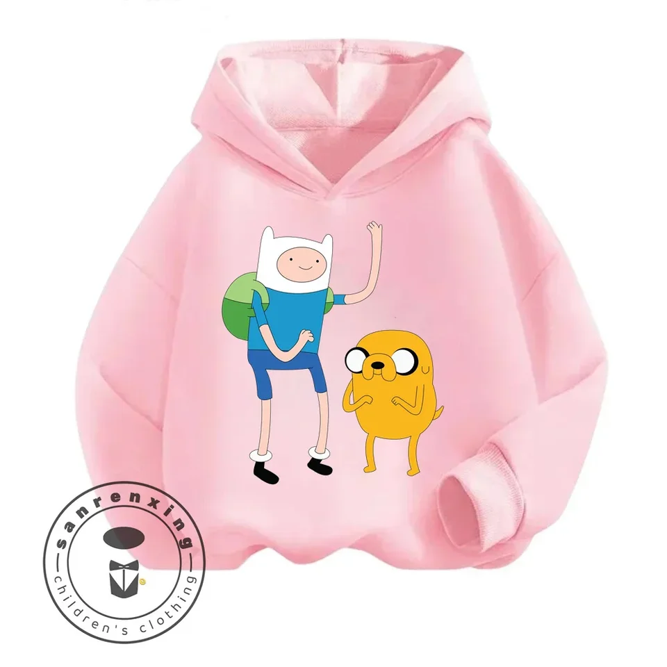 2024 Adventure Time Cartoon Series Series Niche Design Delicate Easy -Clex Upracovateľný a zimný detský mikina s dlhým rukávom