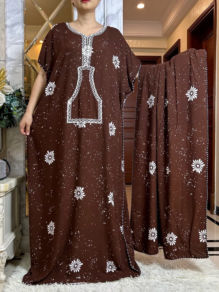 2024 Africa Oblečenie ABAYAS pre ženy Dubaj Luxusná tlač bavlny uvoľnené moslimské módne šaty kaftan večerné večierky Boubou rúcho