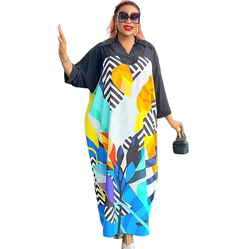 2024 Africké šaty pre ženy Tradičné oblečenie Afriky Dashiki Ankara Outfits ABAYAS ROBE Moslim Kaftan Maxi Long Dress
