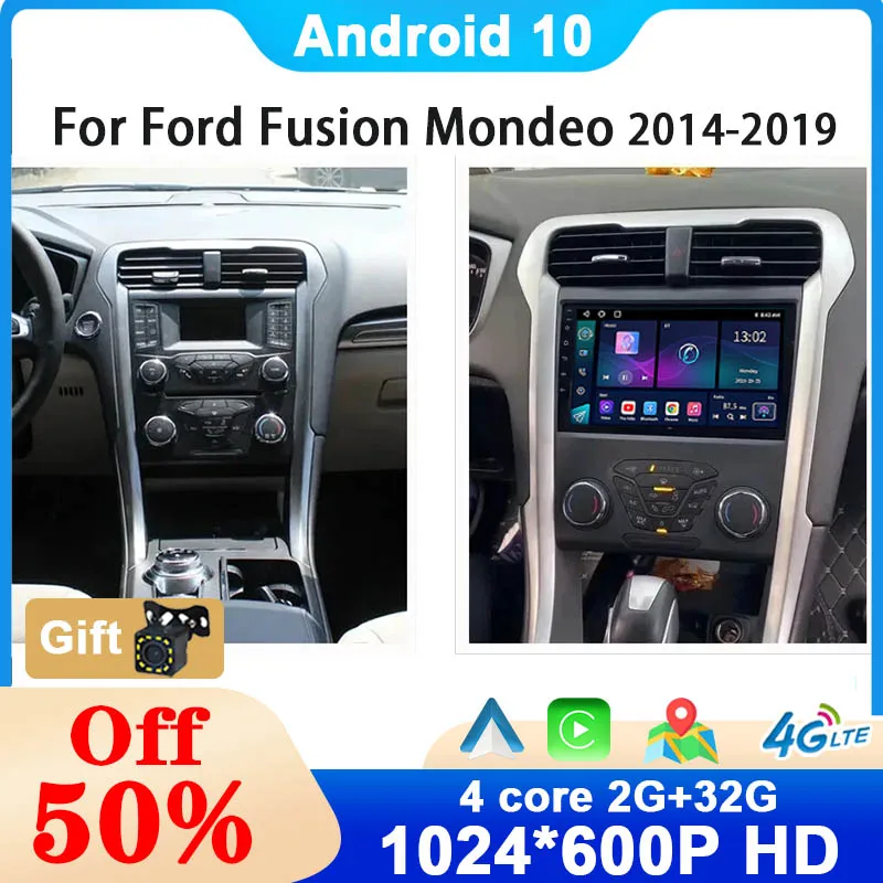 2024 Aktualizácia Android 10 Radio Player pre Ford Mondeo Fusion 2014 - 2019 GPS obrazovka WiFi Touch Head Unit Car Multimedia Video Auto