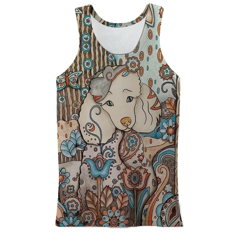 2024 Animal Funny Graphic Street Style Tanks pre pánske bez rukávov 3D tlačia