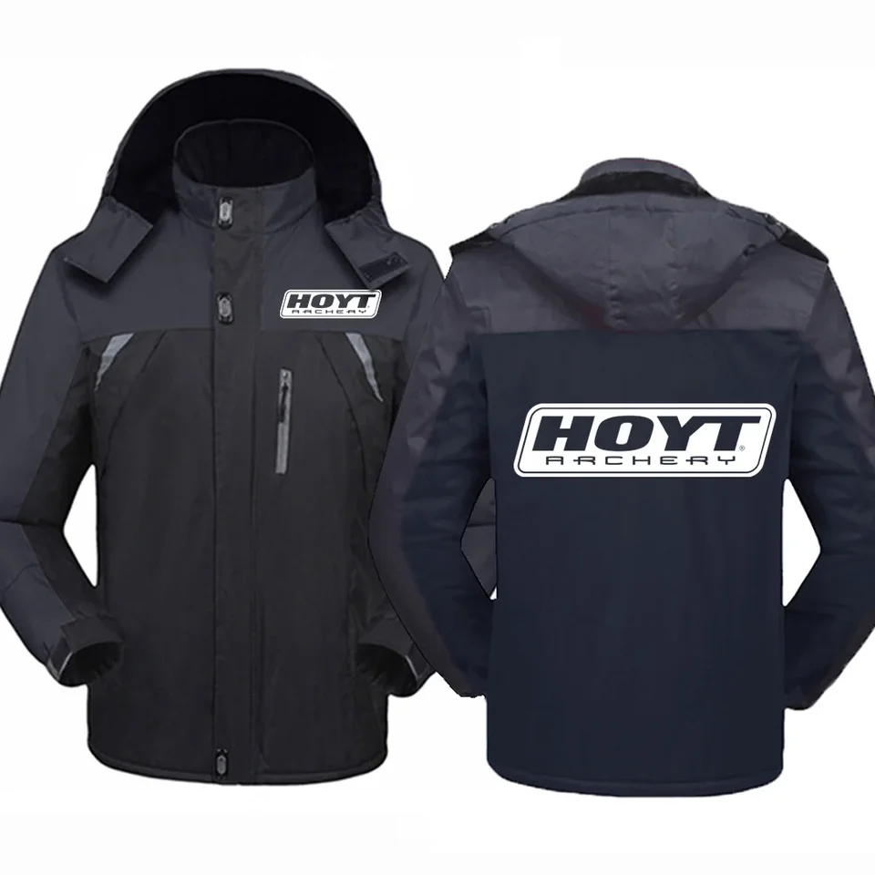 2024 Autumn Winter Men's Hoyt Logo Logo Print Cardigan Patchwork s kapucňou Vodenou vodotesnou vodotesnou hriadeľovanou teplým plášťom vetra