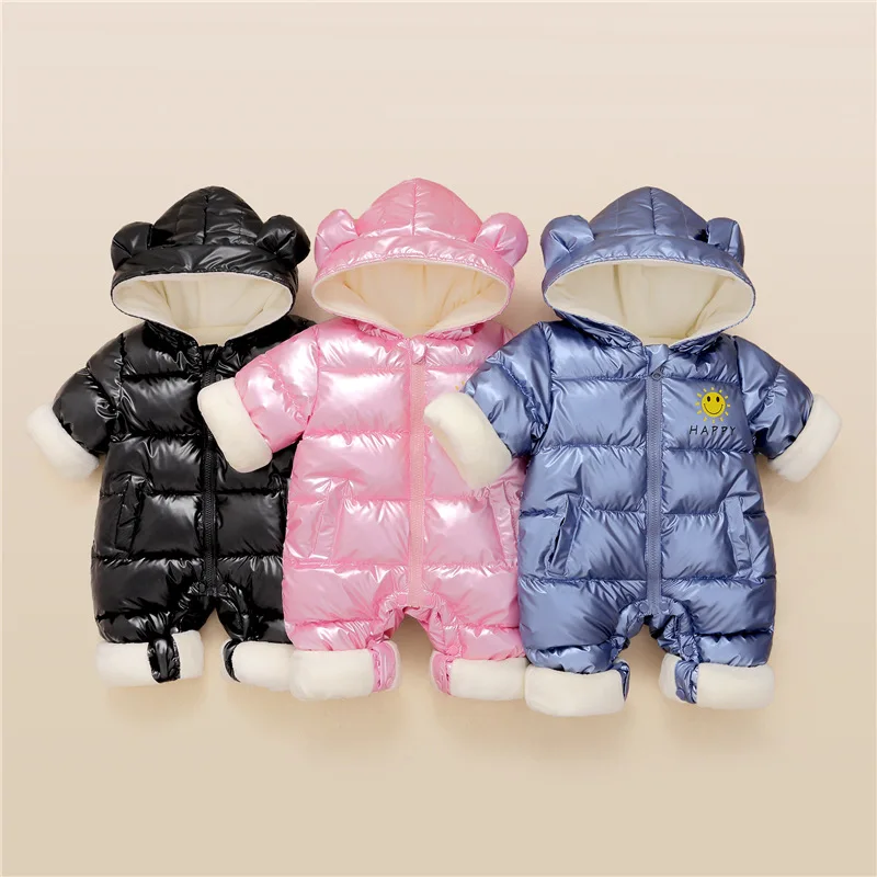 2024 Baby Winter Sowsuit Plus Velvet Witerproof bez Wash Chlapček Novorodenecký Romper Detj Dievčatko Celkovod Kojenecké oblečenie