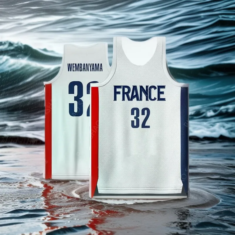 2024 basketbalový tréning beh Fitness Loose Priedubný športový voľný čas rýchle rukávy Muži a ženy Wembanyama ako dres