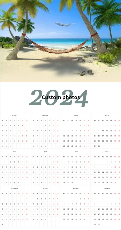 2024 Calendar Plagát estetická izba dekor Vlastná fotografická tlač Dekoratívne obrazy Francúzska verzia plátno vianočná dekorácia