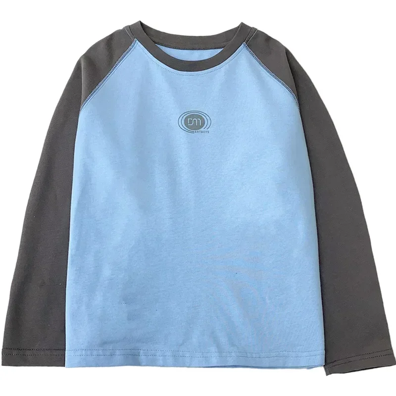 2024 Chlapec Raglan Rukávy Pure Cotton Tričko s dlhým rukávom Tričko pre detskú jar a jeseň nových detských nosičov Trendy