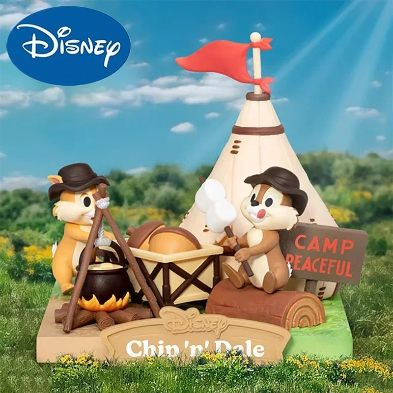 2024 Disney Camping Series Figure Cartoon Mickey Minnie Mouse Donald Duck Goofy Chip 'N' Dale Pluto Figurín Model Model Toy Gift
