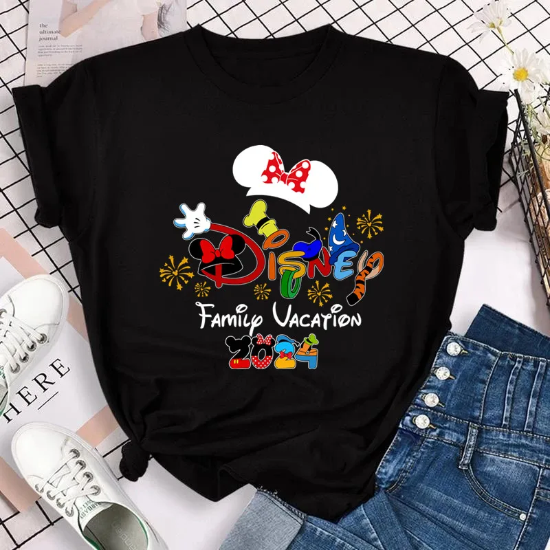 2024 Disney Family Dovolenka Tlačené oblečenie pre ženy vtipné grafické tričká Ženské tričko Y2K