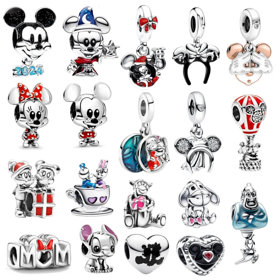 2024 Disney Mickey Mouse & Minnie Mouse Charms Fit Original Pandora náramok DIY korálky prívesok vianočné dámske darčeky