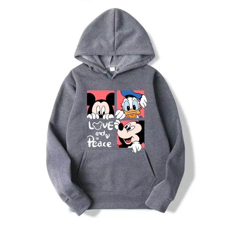 2024 Disney Mickey Mouse Minnie Mouse Mous Men's Hoodie Cartoon Animation Pullover Casy Autumn a Winter Pár mikina