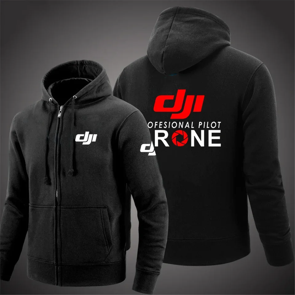 2024 Dji Professional Pilot Drone Solid Color Man Fitness bunda Šport predný zips vysoký krk zips s dlhým rukávom pre voľný čas