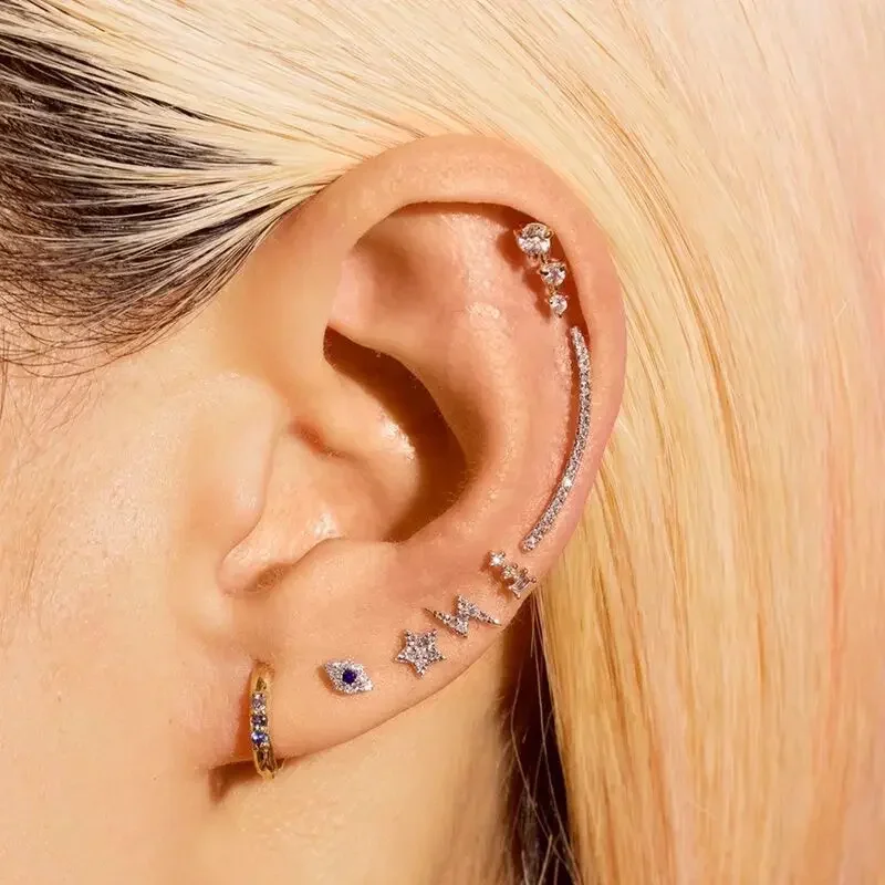 2024 Drperfect 1pc 316l chirurgická oceľová chrupavka náušnice Štupky vpred špirála Rook Daith Conch Tragus Ear Piercing Jewelry šperky