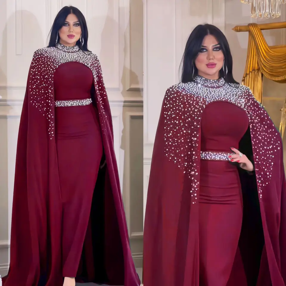 2024 Dva kusy súprava šaty Abaya Nové módne elegantné štíhle fit šaty 2024 Diamonds Cloak Maxi Evening Party Dress Kaftan Maroko