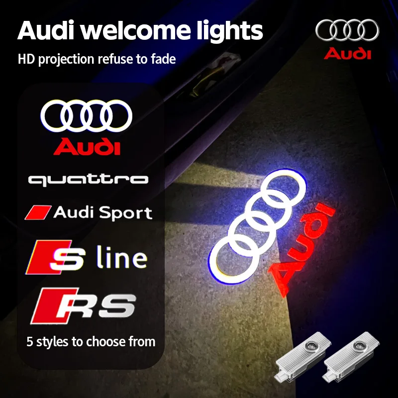 2024 Dvere auta Uvítacie svetlo LED LED LED LAMP pre Audi A3 A4 B8 8P 8V A6 C7 A5 Q5 B7 B6 B9 SLINE QUTTRO RS Q3 Q7 S3 S4 S5 S6