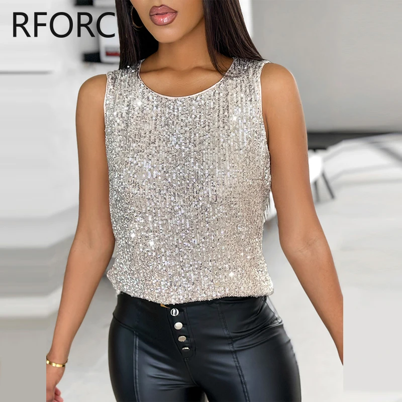 2024 Dámske elegantné flitre dekorácie Decoration Tank bez rukávov sexy camis plodiny Tops