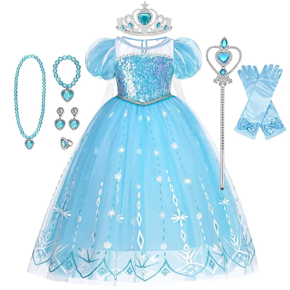 2024 Elsa princezná Halloween Cosplay šaty luxusné kostýmy dievča sneh kráľovná princezná Vestid Party Deti odev
