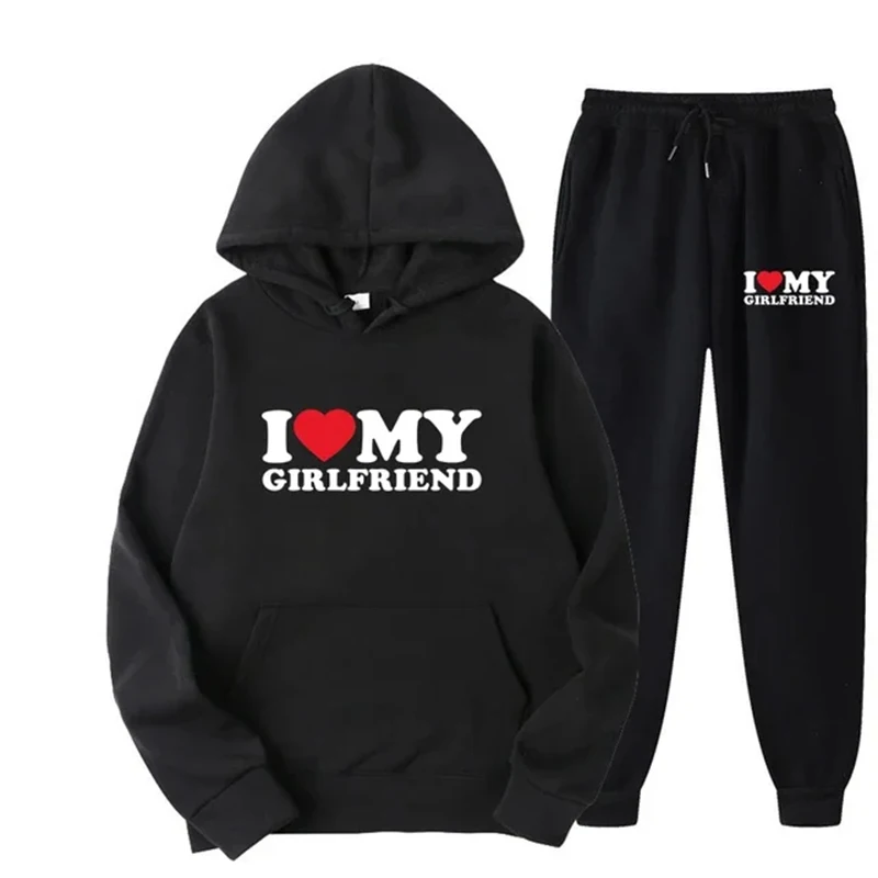 2024 Fashion Winter Men'si Love My Friend Pary Set, pánske a ženské športové scéna+nohavice dvojdielne oblečenie Top
