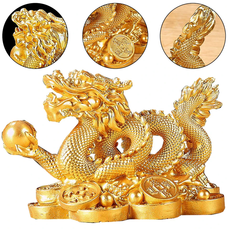 2024 Feng Shui Dragon Socha Prilákať bohatstvo Čínsky drak figuríny Veľa šťastia Dragon Figurín Ornament Desktop Dekorácie