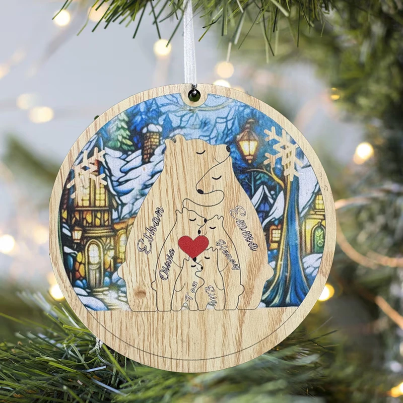 2024 First Christmas Woodland Creares 3 palcové drevené vianočné ozdoby Prispôsobené krížovky Názov Keepsak