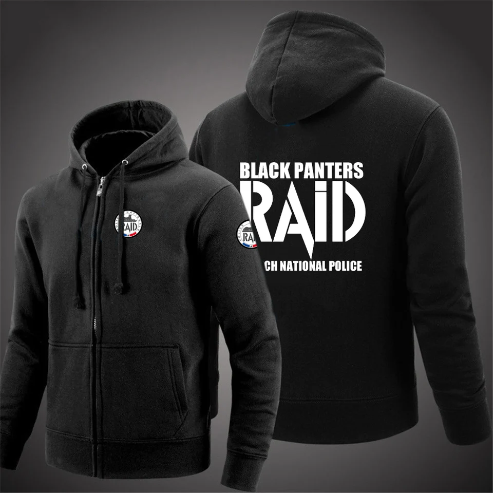 2024 Francúzska národná polícia Raid Spring a jesenná muži High Street Slid Color Pullover Hoodies Populárny šnúr