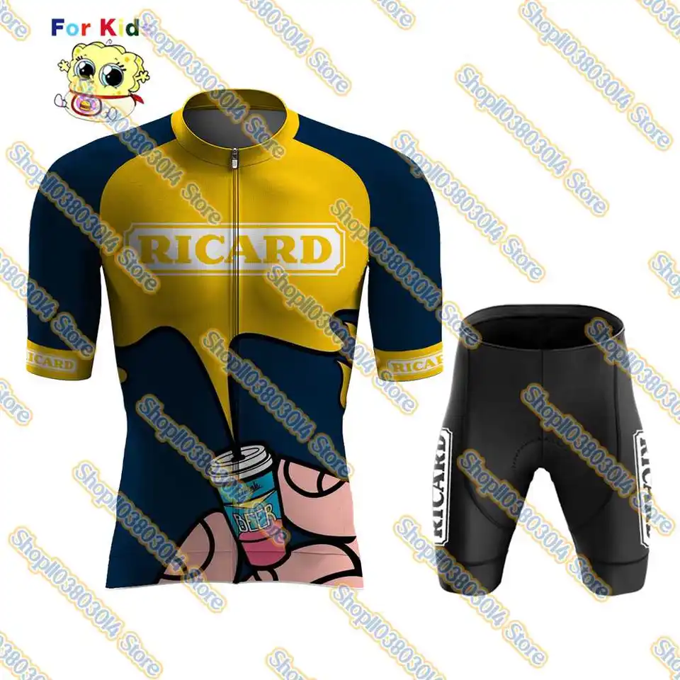 2024 Francúzsko Pije pivo deti cyklistický dres set detský cyklistický odev Race Short Ropa Ciclismo Mtb Riding Wear