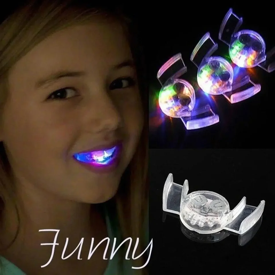 2024 Glow zub Funny LED LIGHT DETS DETS DETS Light-Up Hračky Flashing Flash Brace Guar Guck Glow Supplies Darček