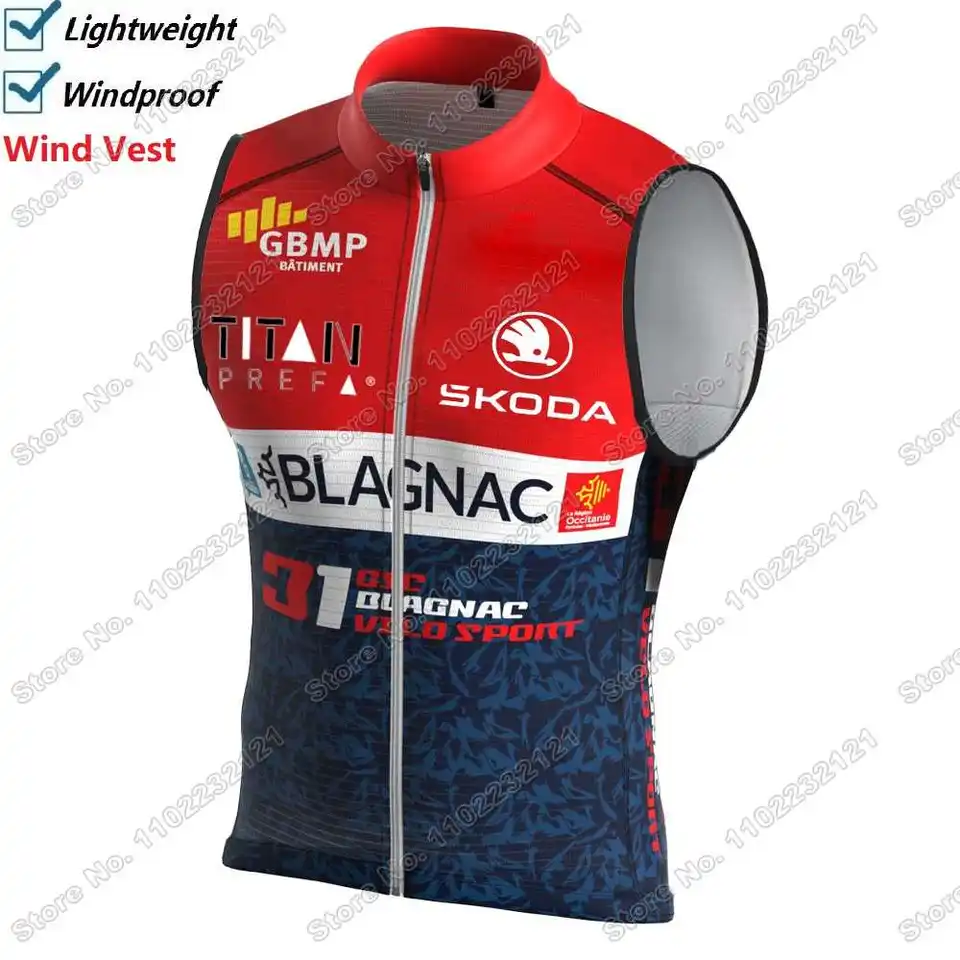 2024 GSC Blagnac Vélo Sport 31 Cycling vesta Veterná vesta Wind Vest Cycling Jersey Jersey bez rukávov bez rukávov Windbreaker MTB MTB