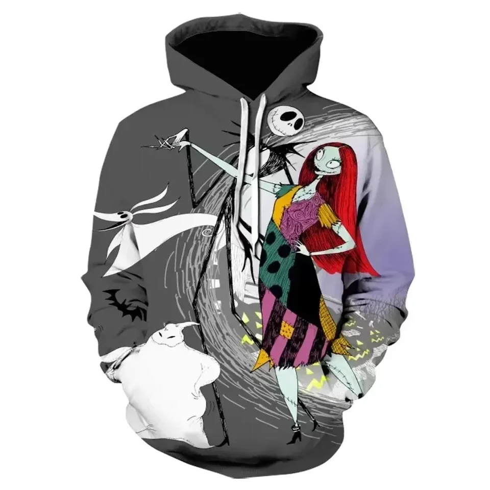 2024 Halloween 3D tlačené mikiny Nočná mora pred Vianocou pullover Men Dámske módne móda s dlhým rukávom odevy Streetwear