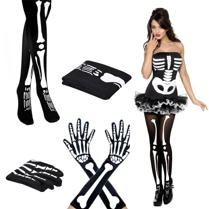 2024 Halloween biele kostrové rukavice pre dospelých hororových kostýmov strašidelné strašidelné spotrebný materiál Cosplay