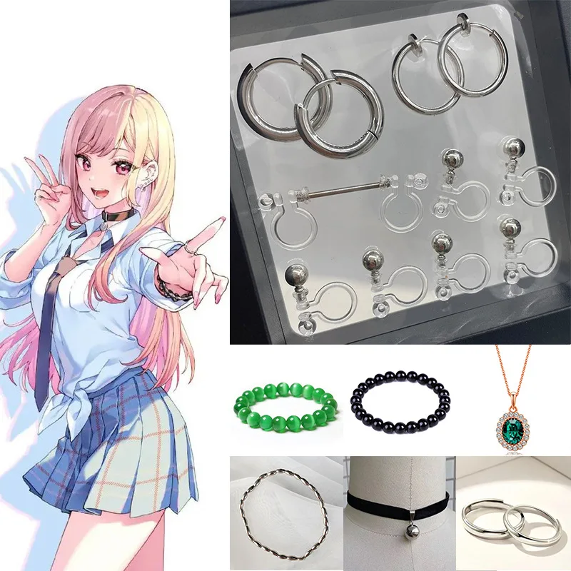 2024 Horúce anime moje šaty Darling Cosplay kitagawa Marin Ear Clip Náramok náhrdelník Ring na nechty