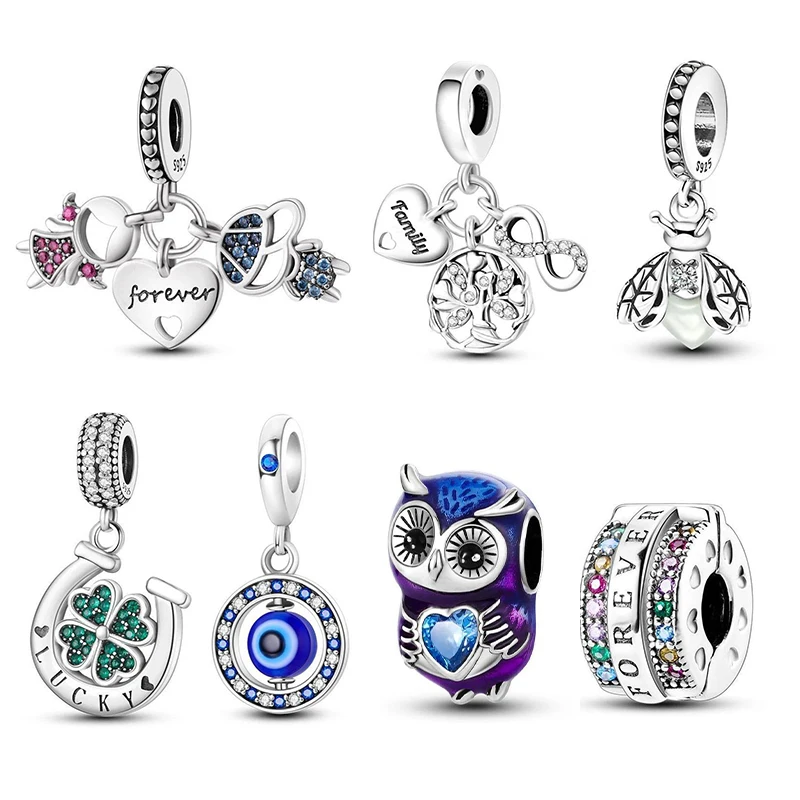 2024 Horúce kúzla Kúzla korálky strieborné mačacie Firefly Butterfly Friendship Dangle Fit Original Pandach Náramok DIY šperky