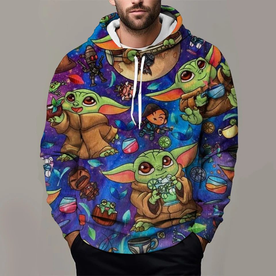 2024 Jar a jeseň New Yoda Baby Hoodie 3D digitálna tlačená mužská mužská dámska módna hip hip hop dlhá rukáv