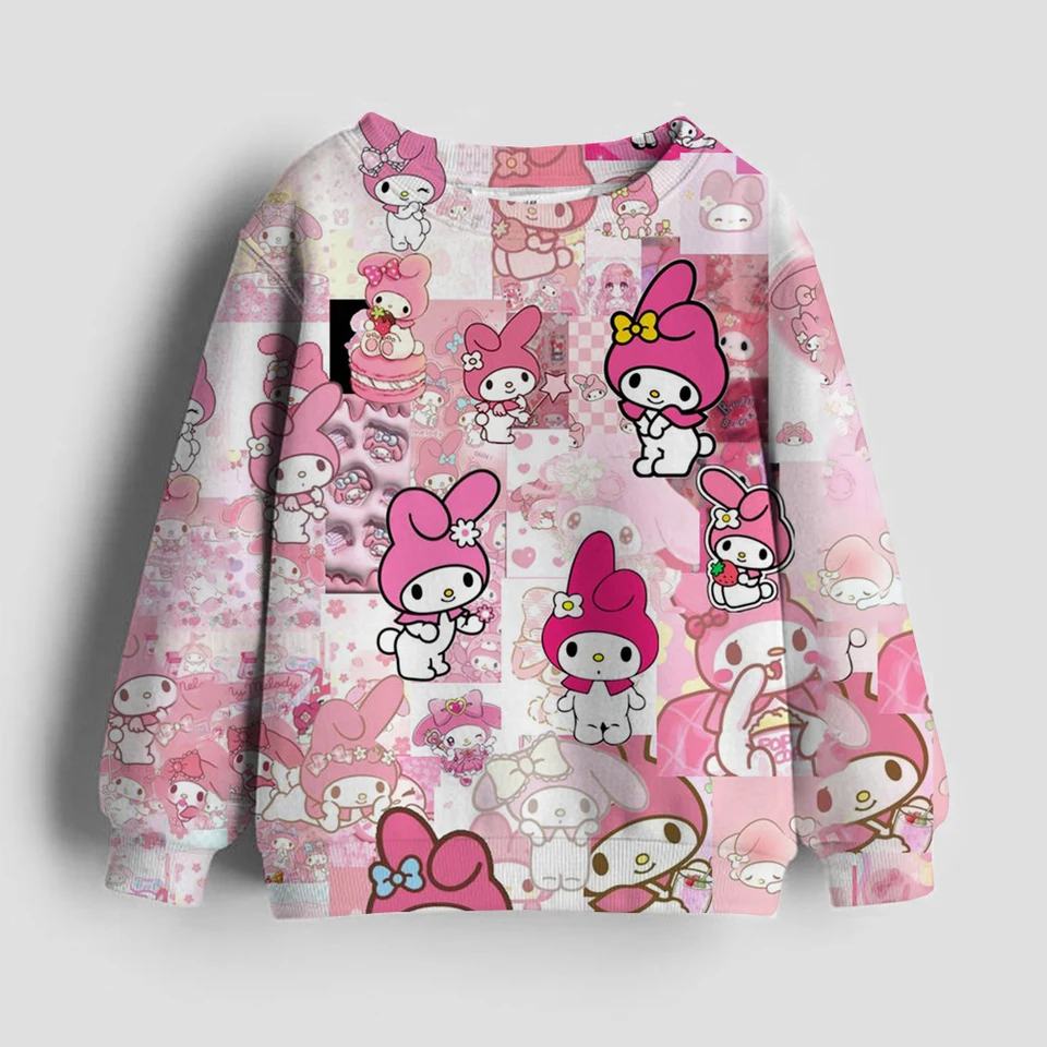 2024 Jarné a jesenné dievčatá Hello Kitty Cartoon Hoodie Módna mikina Detská mikina roztomilý karikatúra s dlhým rukávom Detské oblečenie