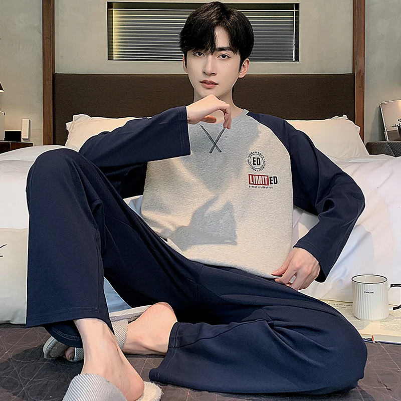 2024 Jeseň Cotton Pajama Muži dlhé spanie