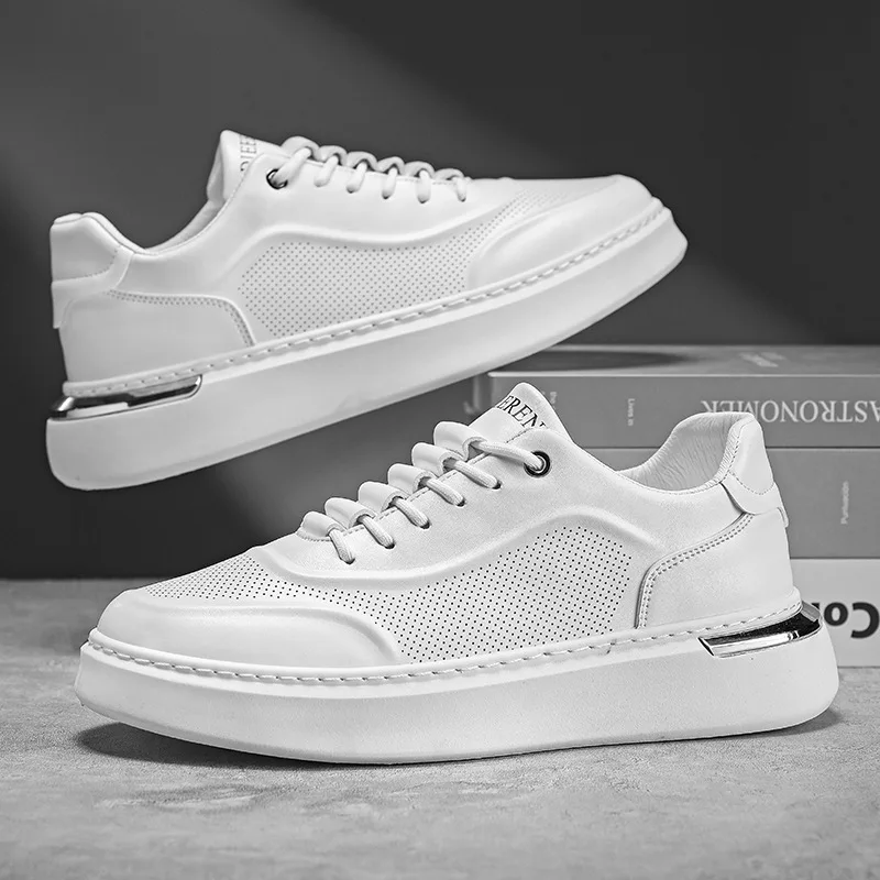 2024 Jeseň Nové pánske topánky Husté podošvy vyvýšené topánky Trendy módne príležitostné topánky mužské biele robustné športové bežecké topánky