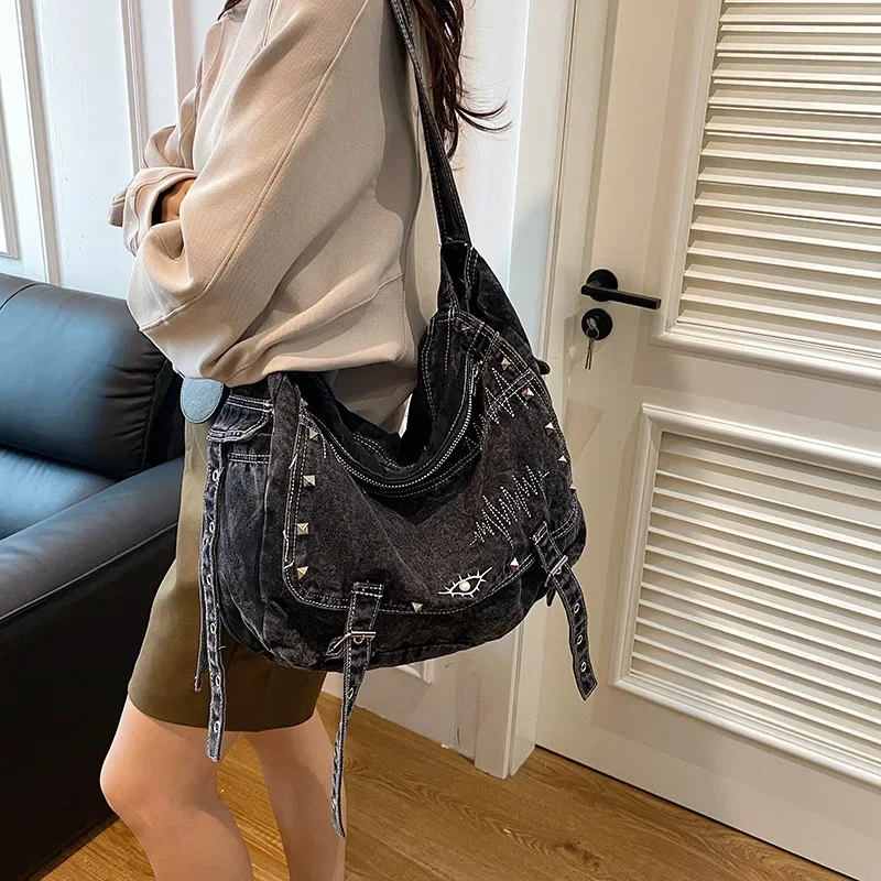 2024 Jeseň Y2K Denimn Rameno Bags Vintage Crossbody vrecká pre ženy veľkú kapacitu ženské tote tašky