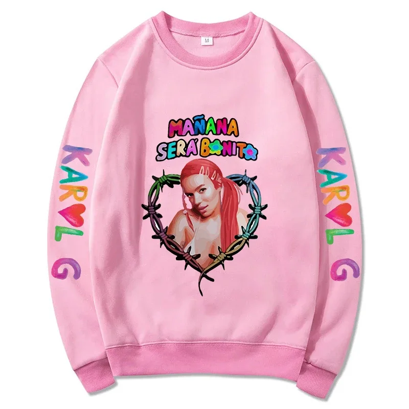 2024 Jeseň Ženy Karol G Bichota Print Casual Mikiny femlae okrúhle O-krk mikina masívna mikina y2k unisex pullover