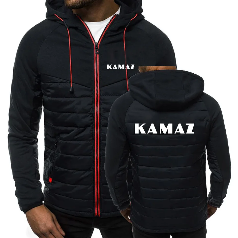 2024 Kamaz Logo Tlač Tlač vonkajšieho sveta zips Trend Coat Spring Autumn Pánske pohodlné teplé kapucňové svetlo bavlnená bunda